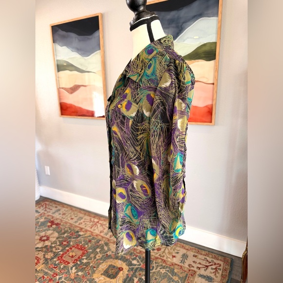 Sarah Michelle Colorful Peacock Feather Blouse - Picture 6 of 13